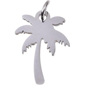LiQunSweet 5 Pcs 201 Stainless Steel Metal Blank Coconut Tree Palm Charms Pendants Stamping for Jewellery Making DIY Accessories - 17x12mm
