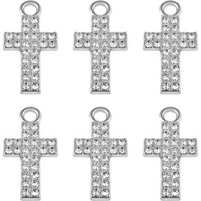 40pcs Rhinestones Cross Pendants Religious Virgin Our Lady of Guadalupe Mary Rosary Beads Charms for DIY Necklace Bracelet Making