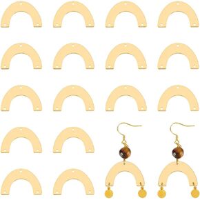 UNICRAFTALE 24Pcs Chandelier Component Links 18K Gold Plated Arch Connectors Charms Metal Link Earring Connectors Charms with 3 Holes Charms for Necklace Earring Jewelry Making Crafts