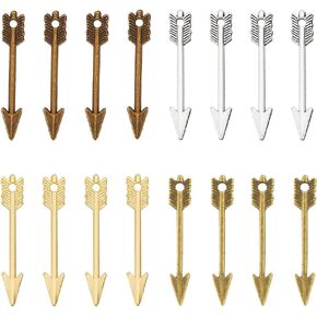 UNICRAFTALE About 160pcs 4 Colors Arrow Charm Zinc Alloy Feather Arrow Pendant Punk Charms Earring Bracelets Charms for Jewelry Making Men Gift