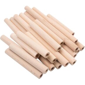 20 PCS Hollow Wood Sticks 2 Sizes, Round Wooden Dowel Rod 7.9 Inch 3.9 Inch, Unfinished Wood Rods Natural Wood Round Rods for Crafts DIY Bee Houses Jewelry Projects
