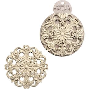 WUB2171 Baroque Centerpiece - Large Appliques - Heat Bendable & Flexible Wood Onlays 14x14cm - DIY Craft & Home Decor - Easy to Apply & Paint - Versatile, Reusable & Durable Decals (2 Pack)