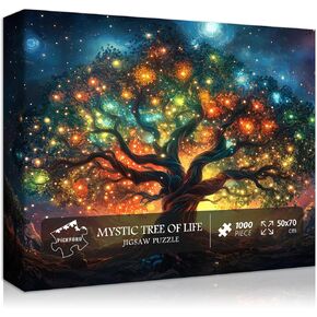 Magic Tree of Life Puzzles for Adults 1000 Pieces, Nature Plant Landscape Jigsaw Puzzle Rainbow Scenery, PICKFORU Colorful Scenic Art Puzzles for Adults 1000 Pieces