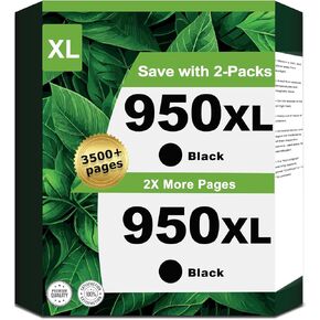 950XL Black Ink Cartridges 2 Pack Replacement for HP 950 XL to use with OfficeJet Pro 8600 8610 8620 8600 Plus 8100 8625 8615 8630 8110 8616 8640 8660 251DW 271DW