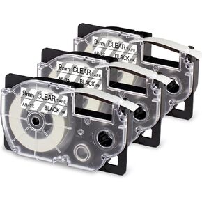 XR-9WE Replace for Casio Label It Tape 9mm 3/8'' XR-9WE XR9WE XR-9WE2S Black on White Tape Cassette Comaptible Casio EZ Label Printer KL-750 KL-60 KL-100 KL-120 KL-430 KL-780 KL-7200, 3-Pack