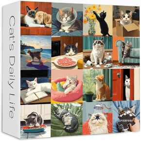 Cat Puzzles for Adults 1000 Pieces, PICKFORU Funny Animal Puzzles for Adults Cute Kitty, Unique Family Cat Jigsaw Puzzles