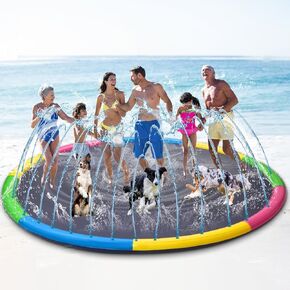 13 ft Giant Inflatable Splash Pad Extra Large 156" 2025 Update Non Slip Pad for Adults Large Dogs Pets Giant Thicken Sprinkler Pool Summer Outdoor Fun Backyard Fountain Play Mat (Bright Style)