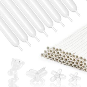 100pcs White 260 Balloons Long Skinny Balloons Premium Latex Twisting Balloons Animals Balloons Long Balloons for Tying Balloon Arch Birthday Wedding Party Decorations