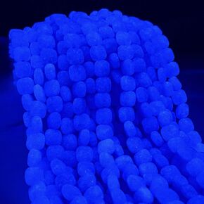 ABCGEMS Glow-in-Dark Mexican Sky-Blue Aragonite Beads (AKA Cave Calcite- Extremely Rare) Healing Crystal Chakra Energy Stone Ideal for Bracelet Necklace Ring DIY Jewelry Making Smooth Oval 10X14mm