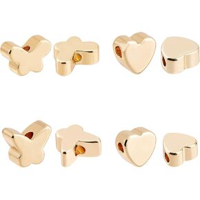 BENECREAT 80pcs 4-Sizes18K Gold Plated Spacer Beads Round Metal Beads for Necklaces, Bracelets and Jewelry Making