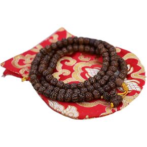 DharmaObjects Natural Rudraksha Mala/Rosary 108 Beads/Free Pouch (Rudraksha)
