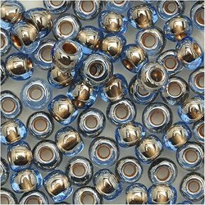 Toho Seed Beads, Gold Lined Lt Montana Blue