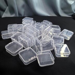 4-Pack Mini Clear Plastic Storage Boxes with Hinged Lids – Transparent Organizer Containers for Jewelry, Beads, Crafts, Pills, Earplugs, and Small Items – Sturdy Square Cases (1.7 x 1.7 inches)