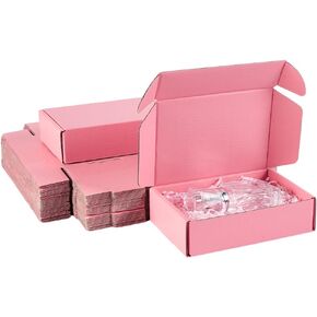 PH PandaHall 30 Pack Pink Shipping Box for Pakaging Mailer Boxes Cardboard Box for Small Busizness Sturdy Gift Box Double-Sided Pink Case for Candle Pakaging Shipping Mailling 6x4x1.6"