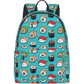 16 inch backpack funny Food Cute Sushi Laptop Backpack Full Print School Bookbag Shoulder Bag for Travel Daypack