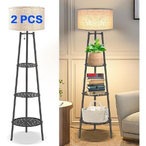 Floor Lamp for Living Room， Standing Lamp，Tall Lamp， Amparas Elegantes para Sala with Linen Shade，Modern Floor Lamp for Living Room，Bedroom or Office（Black Floor Lamp）