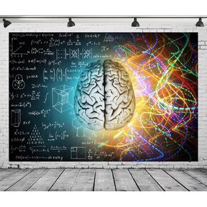 CORFOTO 7x5ft Fabric Hand Drawn Math Formulas on Chalkboard Backdrop Math Theme Human Brain Medicine Blackboard Background for Education Techer Students Portraits School Party Decor Banner in Kuwait
