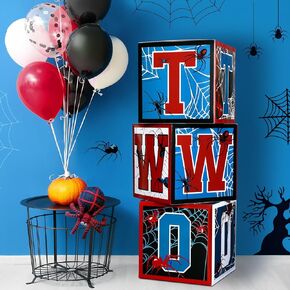 4 Pcs Spider 4th Birthday Decoration Spider Theme Balloon Boxes One Baby Letter Box Theme One Blocks for Boy Fourth Birthday Party Decoration Backdrop Photoshoot Props in Kuwait