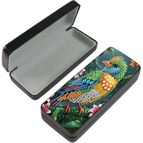 5D diamond art painting kit glasses case, purple owl DIY glasses storage box, leather handmade diamond craft gift glasses case