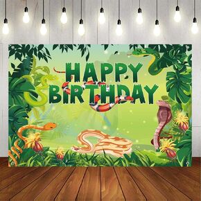 Snake Party Decorations, Snake Birthday Party Backdrop Supplies, Snake Happy Birthday Backdrop for Birthday Party Decoration