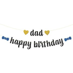 Black Glitter Dad Happy Birthday Banner - Father's Birthday Party Decorations - King Men's Birthday Party Supplies