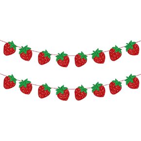 2Pcs Strawberry Party Banners Berry First Birthday Decor Strawberry Baby Shower Decorations Strawberry Birthday Decorations Strawberry Hanging Banner for Strawberry Themed Party Favors