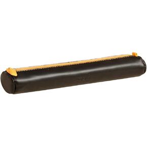 RHODIA 318890C - Orange Rhodiarama Round Pencil Case - 21.5 x 5.5 cm - Genuine Orange Stitching - Ivory Jersey Interior - Faux Leather - Storage for Pens, Pencils, Markers, Small Supplies