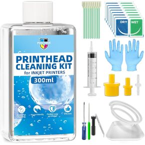 Printhead Cleaning Kit, 300ml Print Head Cleaning Kit for Epson Ecotank Printer Nozzle, Best Printers Printhead Cleaning Kit for HP Officejet Pro, Inkjet Printer Head Cleaner Solution for Canon Pixma