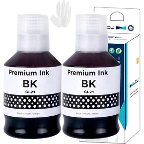 LCL Compatible Ink Bottle Replacement for Canon GI21 GI-21 GI-21PGBK GI-21BK for Canon PIXMA G3260 G3270 G2270 G2260 G1220 G1230 Printer (Black 170ML, 2-Pack)