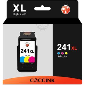 COCCINK 241XL Color Ink Cartridge for Canon Pixma MG3600 MG3620 MG2120 MG3520 TS5120 MX472 MX452 MX512 MX532 MG3120 MG4120 Printers for Replacement Printer Ink Canon CL-241 XL 241 (1 Tri-Color)