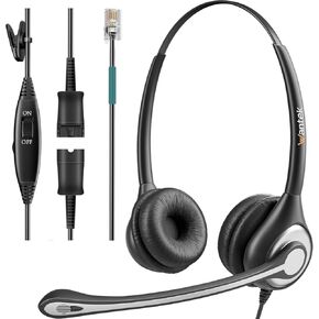 Wantek Phone Headsets,Telephone Headsets for Office Phone with Mute Compatible with Polycom Avaya ShoreTel Toshiba Nortel Landline Desk Phones