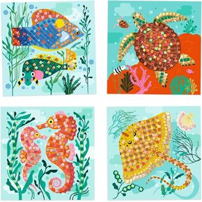 DJECO LGA Caribbean Sticker Mosaic - Create Your Own Caribbean Mosaic Masterpiece - Fun & Creative for Family & Friends - Educational, Sticker Craft Kit for Children 7+ Girls & Boys