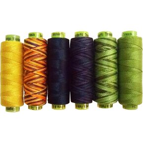 Sue Spargo Eleganza #8 Perle, Six 70yd Spools Polished Cotton for Embroidery (15 - Poison Dart)