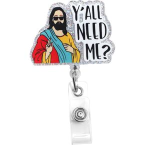 Who Needs Saving Jesus Badge Reel, Retractable Nurse Badge Holder Clip Funny Christian ID Name Badge Reel Gift for Doctor Hospital Office Medical Worker Nursing Student Teacher