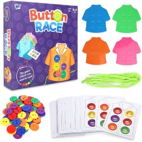 Point Games Lacing Cards Sequence Game - Threading. Sewing, Button Lace Occupational Therapy Toy, Boys & Girls Fine Motor Toys, Educational Preschool Games for Kids Ages 4+