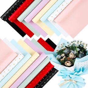 Outus 160 Sheet Double Color Flower Wrapping Paper Thick Waterproof Florist Bouquet Wrapping Paper Bulk for DIY Crafts Gift Packaging Bouquet Packaging 23 x 23 In, 8 Color
