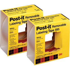 Post-it Labeling Tape, 2 in x 36 yds., 1 Roll, White (695)