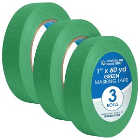 SPARTAN INDUSTRIAL - 1" X 60 yd Green Masking Tape - 3 Color Tape Rolls for Arts and Crafts, Painting, and More - No Residue, 5.5 Mil