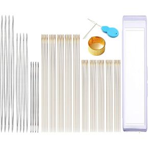 Y-Axis 26 Pcs Assorted Beading Needles Including 6 Pcs Big Eye Beading Needles + 20 Pcs Long Straight Beading Thread Needles with Needle Bottle