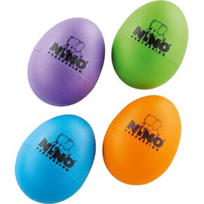 Plastic Egg Shaker Set, 4 Pieces - For Classroom Music or Playing at Home, 2-YEAR WARRANTY (NINOSET540-2),Aubergine, Grass Green, Orange, Sky Blue