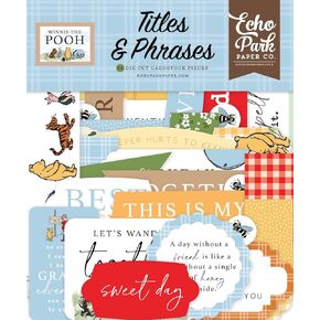 Echo Park Cardstock Ephemera 33/Pkg-Titles & Phrases, Winnie The Pooh