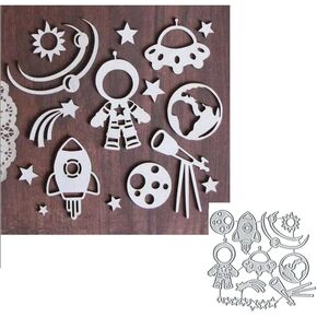 Universe Astronaut Metal Die Cuts, Universe Astronaut Decor Metal Cutting Dies Cut Stencils Card Paper Craft DIY Template Metal Cutting Dies Album Embossing Paper Dies for Card Making Scrapbooking
