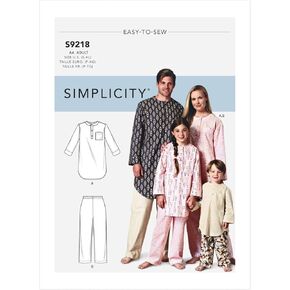 Simplicity Sewing Pattern S9218 - Misses', Men's & Children's Tunic & Pants, Size: AA Adult (S-M-L-XL)