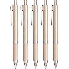 Sooez Gel Pens, 5 Pcs Metal Gel Ink Pens, 0.7mm Black Ink Pens for Journaling, Cute Pens for School Office Home, Fancy Pen Set Gifts for Women Men, Pink