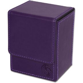BCW Deck Case LX | Holds 80 Sleeved Gaming Cards | Purple Leatherette with Purple Stitching | Magnetic Closure | Durable Card Storage for Magic, Pokémon, Star Wars, and More