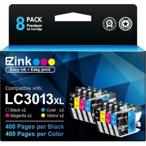 E-Z Ink Compatible Ink Cartridge Replacement for Brother LC3013 LC3011 LC 3013 LC3013XL to Use with Brother MFC-J491DW MFC-J497DW MFC-J690DW MFC-J895DW (Black Cyan Magenta Yellow 8 Pack)