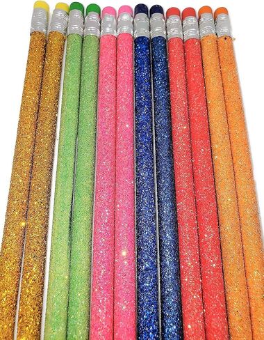 Farkle Glitter Fun #2 Lead 7.5 "أقلام الرصاص (12 حزمة) 6 ألوان بريق: أصفر ، أحمر ، وردي ، أخضر ، أزرق وبرتقالي! (12) in Kuwait
