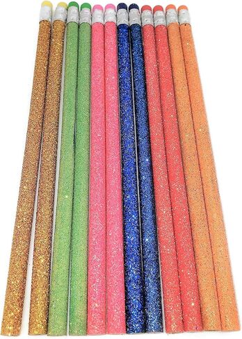 Farkle Glitter Fun #2 Lead 7.5 "أقلام الرصاص (12 حزمة) 6 ألوان بريق: أصفر ، أحمر ، وردي ، أخضر ، أزرق وبرتقالي! (12) in Kuwait