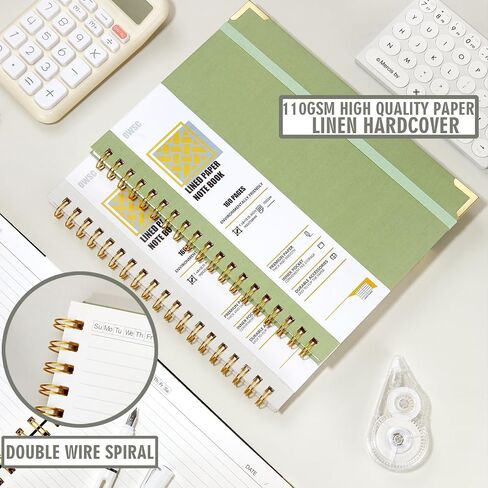 Lined Spiral Notebook with thick 110 GSM Papers, 320 Pages B5 Size College Ruled Notebook, Hardcover 7.1 x 10 Inches Journal for Women and Men, Notebooks for work, School, 2 Pack Grey Green in Saudi Arabia