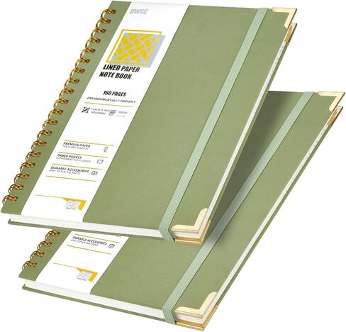 Lined Spiral Notebook with thick 110 GSM Papers, 320 Pages B5 Size College Ruled Notebook, Hardcover 7.1 x 10 Inches Journal for Women and Men, Notebooks for work, School, 2 Pack Grey Green in Saudi Arabia